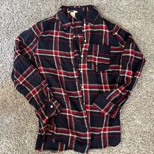 Like new, navy and red plaid button up. Womens H&M. Size 4 or small
